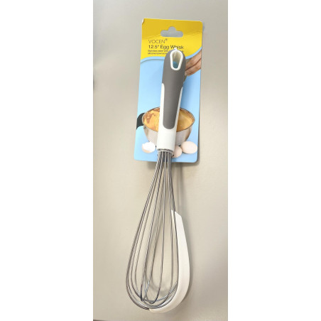 Egg beater with built-in silicone scraper - extra large thick wire