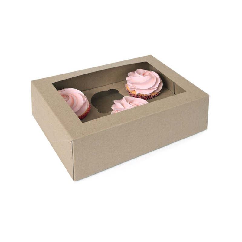 House of Marie Cupcake Box for 6 cupcakes kraft paper brown