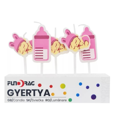 Babavárós rózsaszín torta gyertya szett