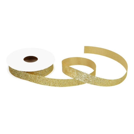 Satin Ribbon gold or silver glitter 15mm / 5m