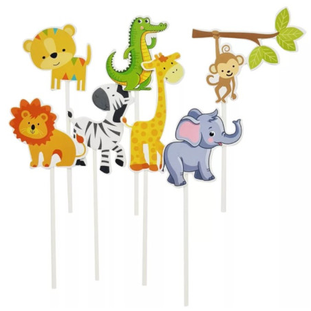 Wild animals cake topper set of 7