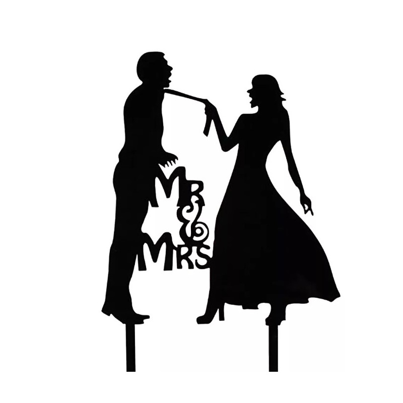 Mr & Mrs Nyakkendős Akril tortabeszúró fekete