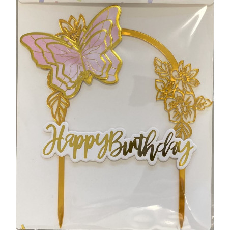 Golden Acrylic Happy Birthday Cake topper