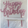 Pink Glitter Happy Birthday Cake topper