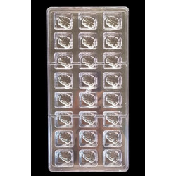 Square with leaves bonbon polycarbonate chocolate mold