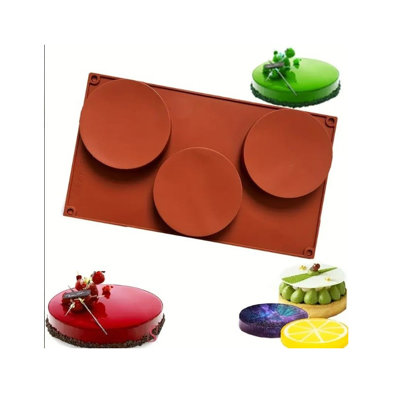 Silicone round baking mold 3-cavities 10 cm