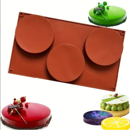 Silicone round baking mold 3-cavities 10 cm
