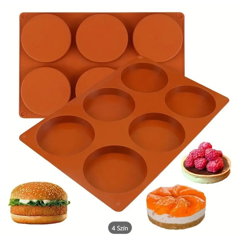 Kerek szilikon sütőforma 6 üreges 10 cm