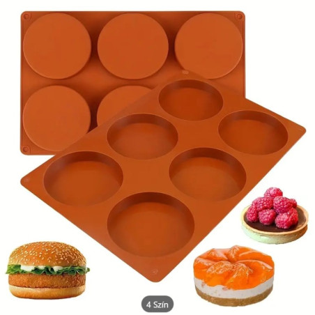Kerek szilikon sütőforma 6 üreges 10 cm