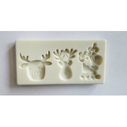 Reindeer silicone mold 3-cavities