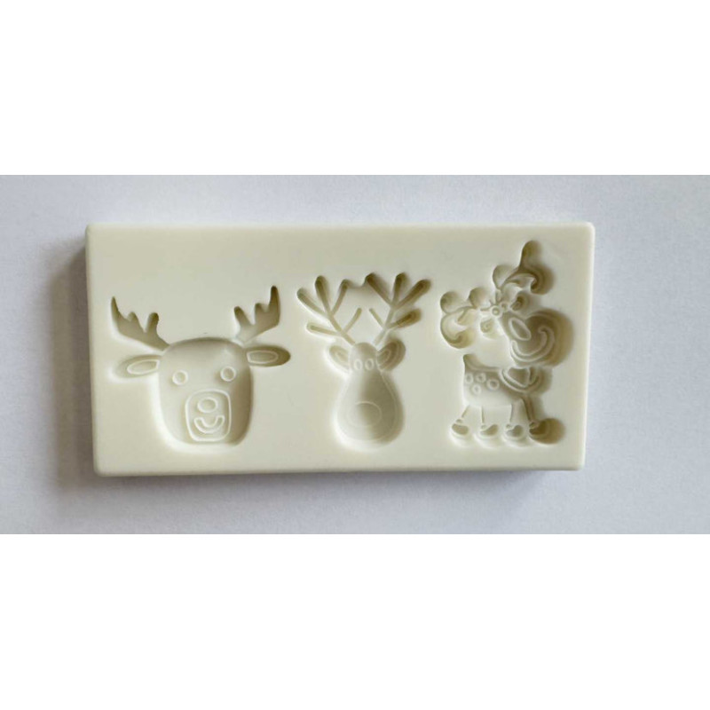 Reindeer silicone mold 3-cavities
