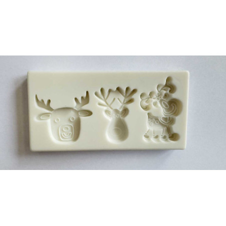Reindeer silicone mold 3-cavities