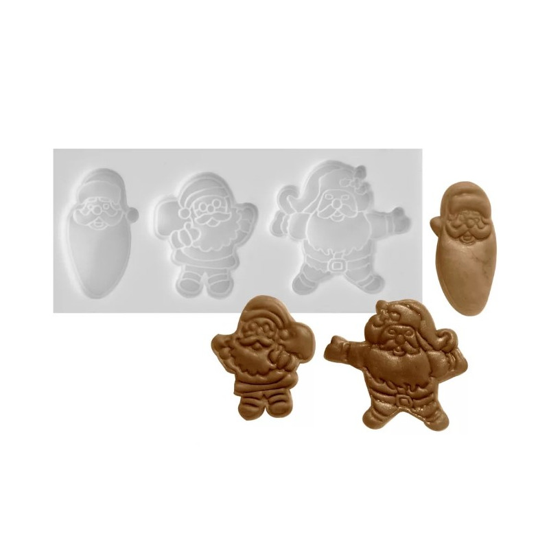 Santa Claus silicone mold 3-cavities