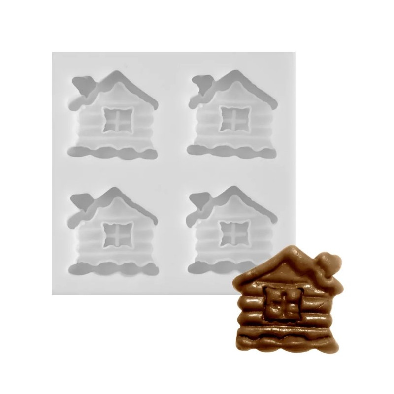 Gingerbread cottage silicone mold 4-cavities