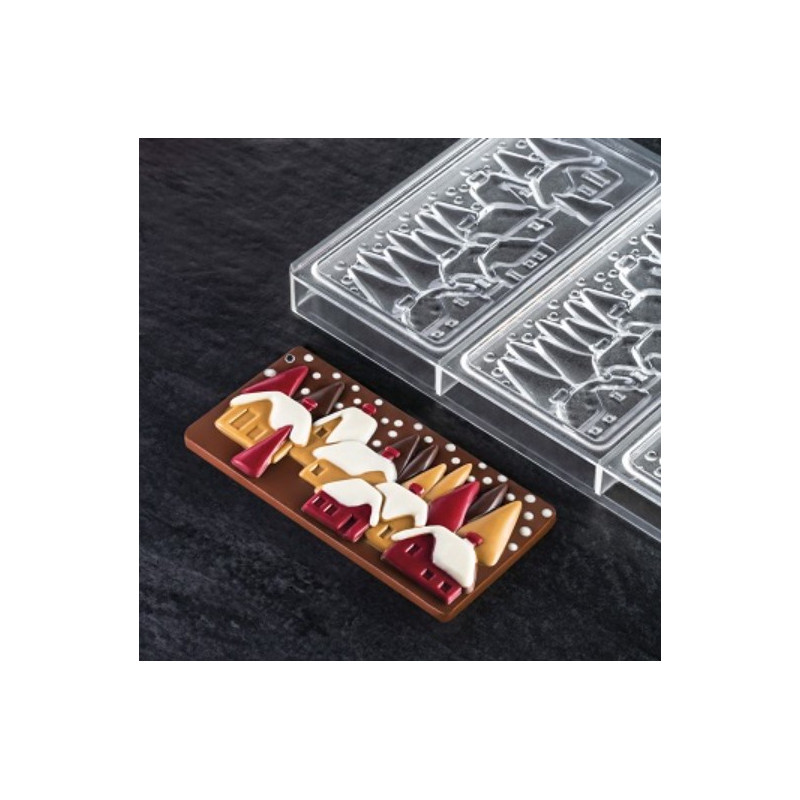 Christmas Village polycarbonate chocolate mold