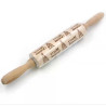 Wooden embossing rolling pin Xmas Tree & Merry Christmas
