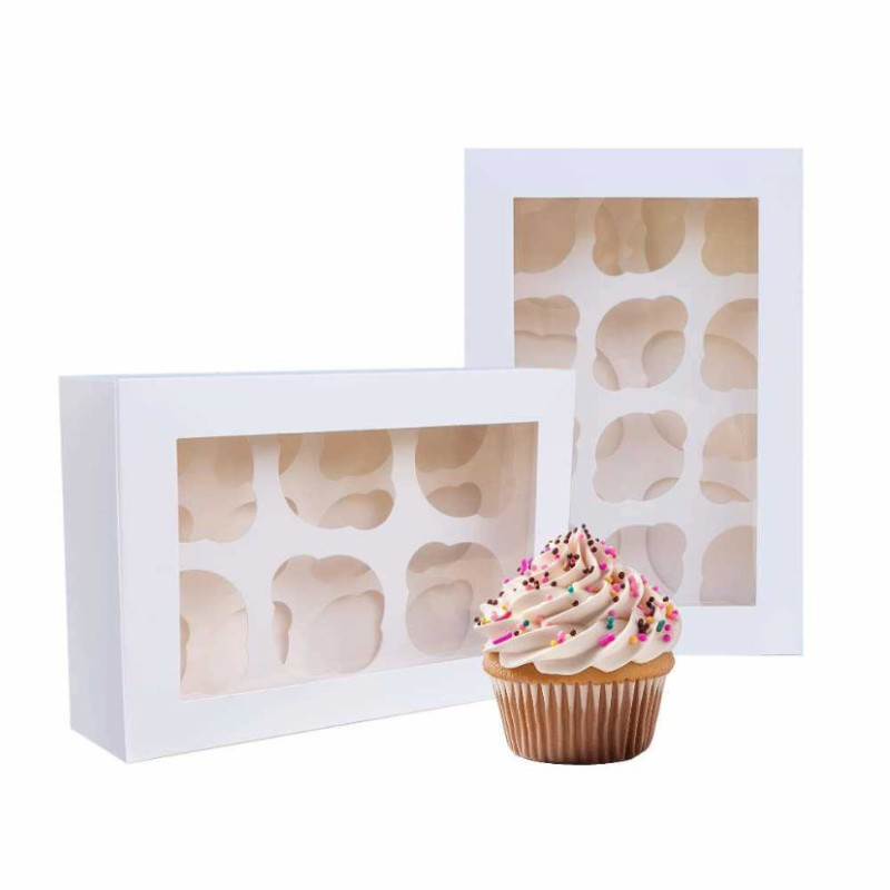Cupcake Box White 6 muffins or 12 mini muffins
