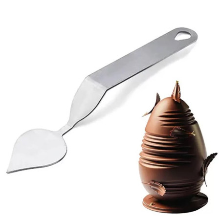 Tortaformázó és csoki levéldísz díszítő spatula (csepp)