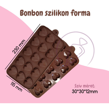 Gyémánt Szív bonbon csokoládé szilikon forma Valentin