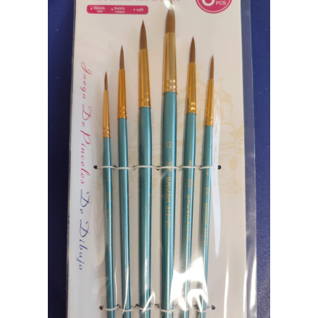 Paint brush set, 6 piece/pack