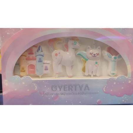 Unikornis cicás ultra cuki gyertya szett