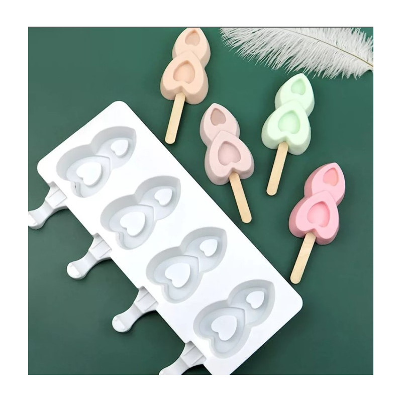 Double hearts Icecream - Popcake silicone mold design