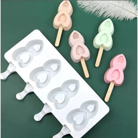 Double hearts Icecream - Popcake silicone mold design