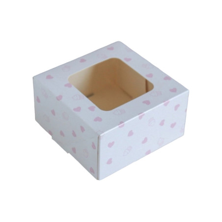 Cookies - Dessert & Cake box with pastel pink hearts & cupcakes