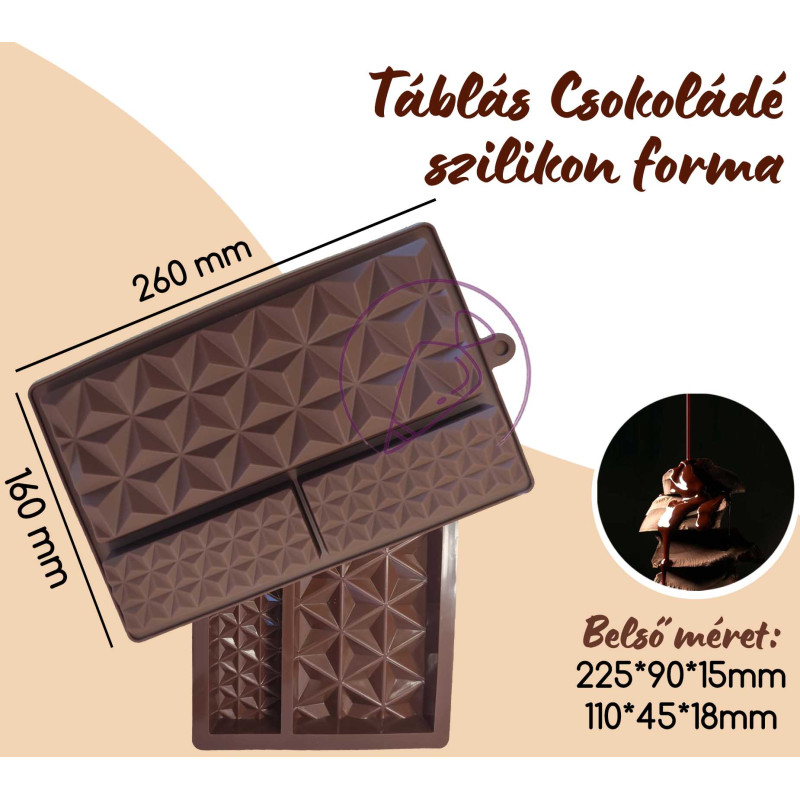 Dubai Táblás Csoki szilikon 3 részes