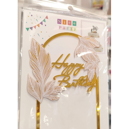 Elegant acril happy birthday topper