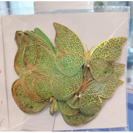 Butterfly sett- gold-green