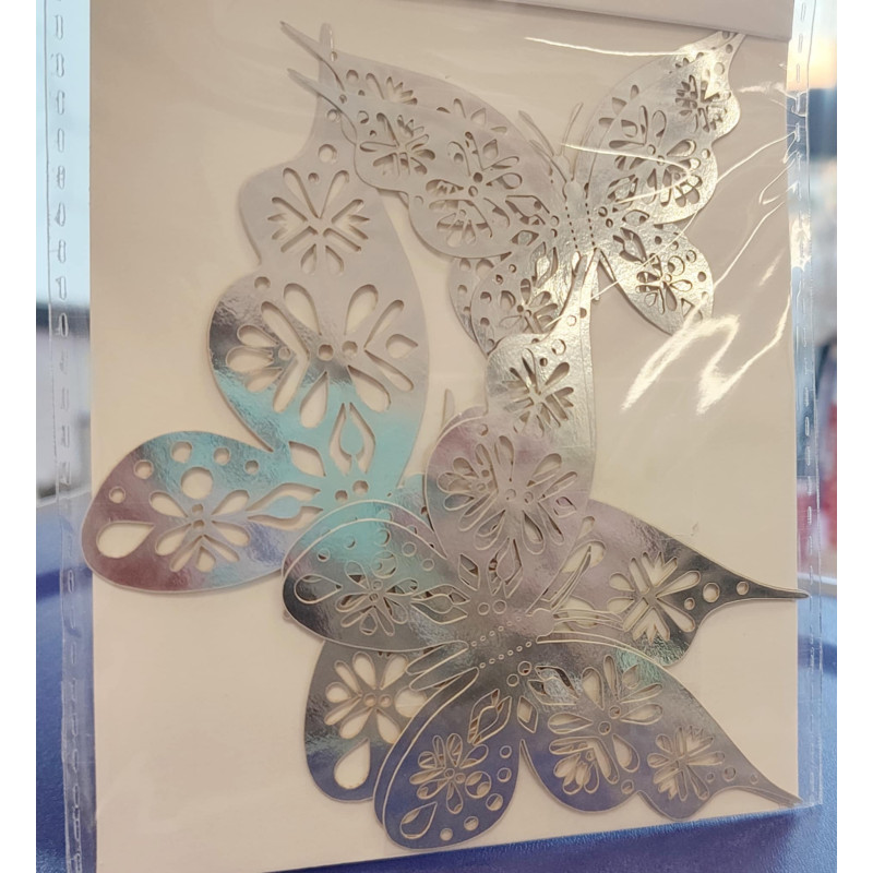 Butterfly decorations set of 10 - shiny silver