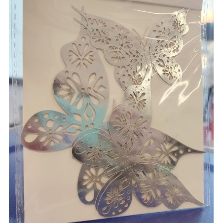Butterfly decorations set of 10 - shiny silver