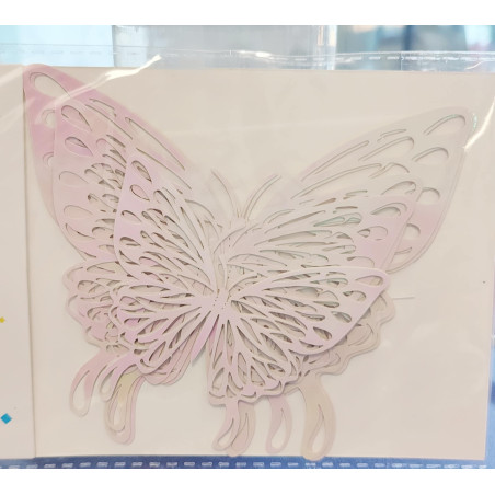 Butterfly decorations set of 10 - hollogram pink