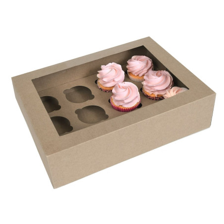 House of Marie Cupcake Box for 12 cupcakes brown