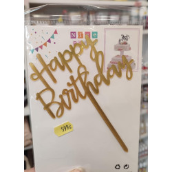 Gold Happy Birthday Cake...