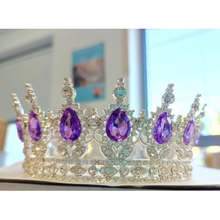 Large silver crown with purple gems