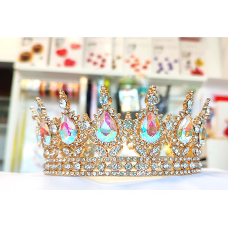 Large golden crown with transparent gems