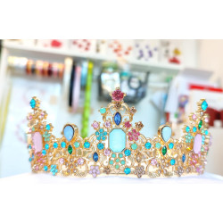 Large golden crown with multiple colours gems