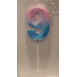 Pearl blue - pink big number candle 0-9