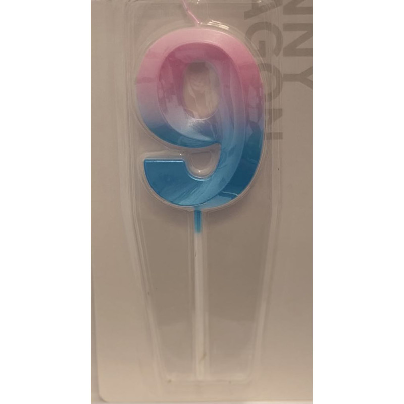 Pearl blue - pink big number candle 0-9