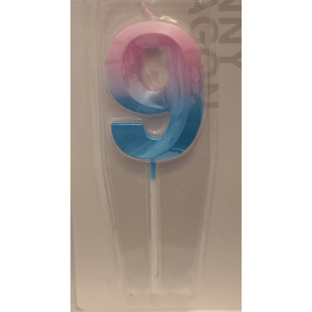 Pearl blue - pink big number candle 0-9
