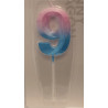 Pearl blue - pink big number candle 0-9