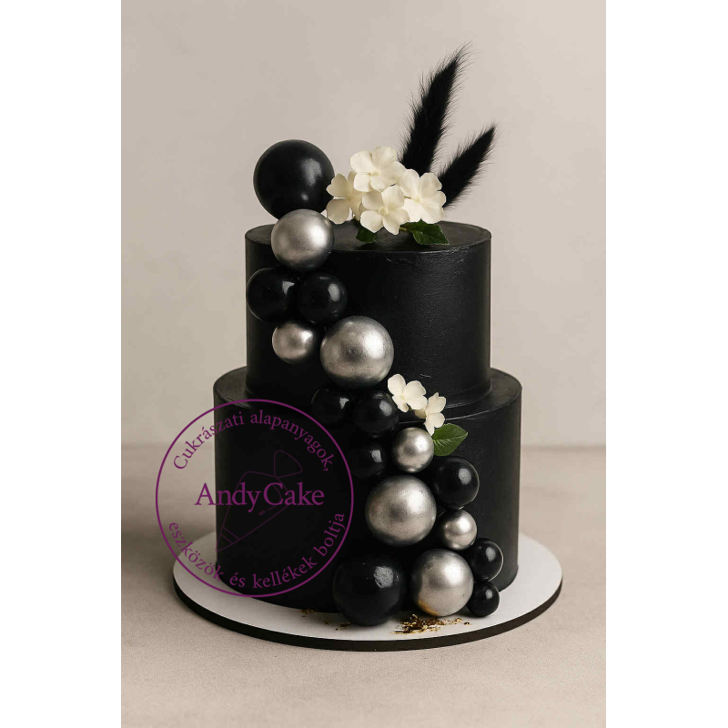 Bubble Cake Topper Mix set of 20 black and silver