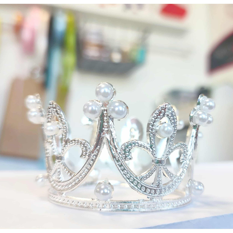 legant silver crown with gems