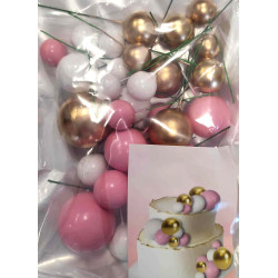Bubble Cake Topper Mix pink white gold