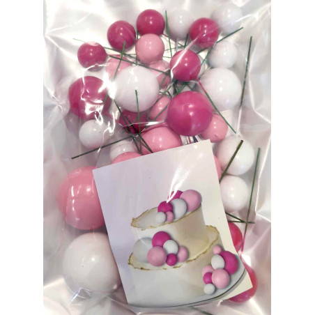 Bubble Cake Topper Mix pink white