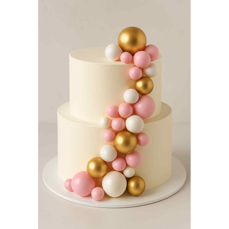Bubble Cake Topper Mix pink white gold