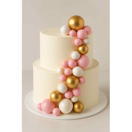 Bubble Cake Topper Mix pink white gold