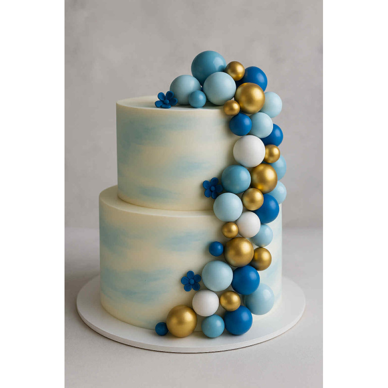 Bubble Cake Topper Mix blue white gold